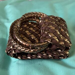 Vintage Elegant Metallic Brown Braided Women's Belt